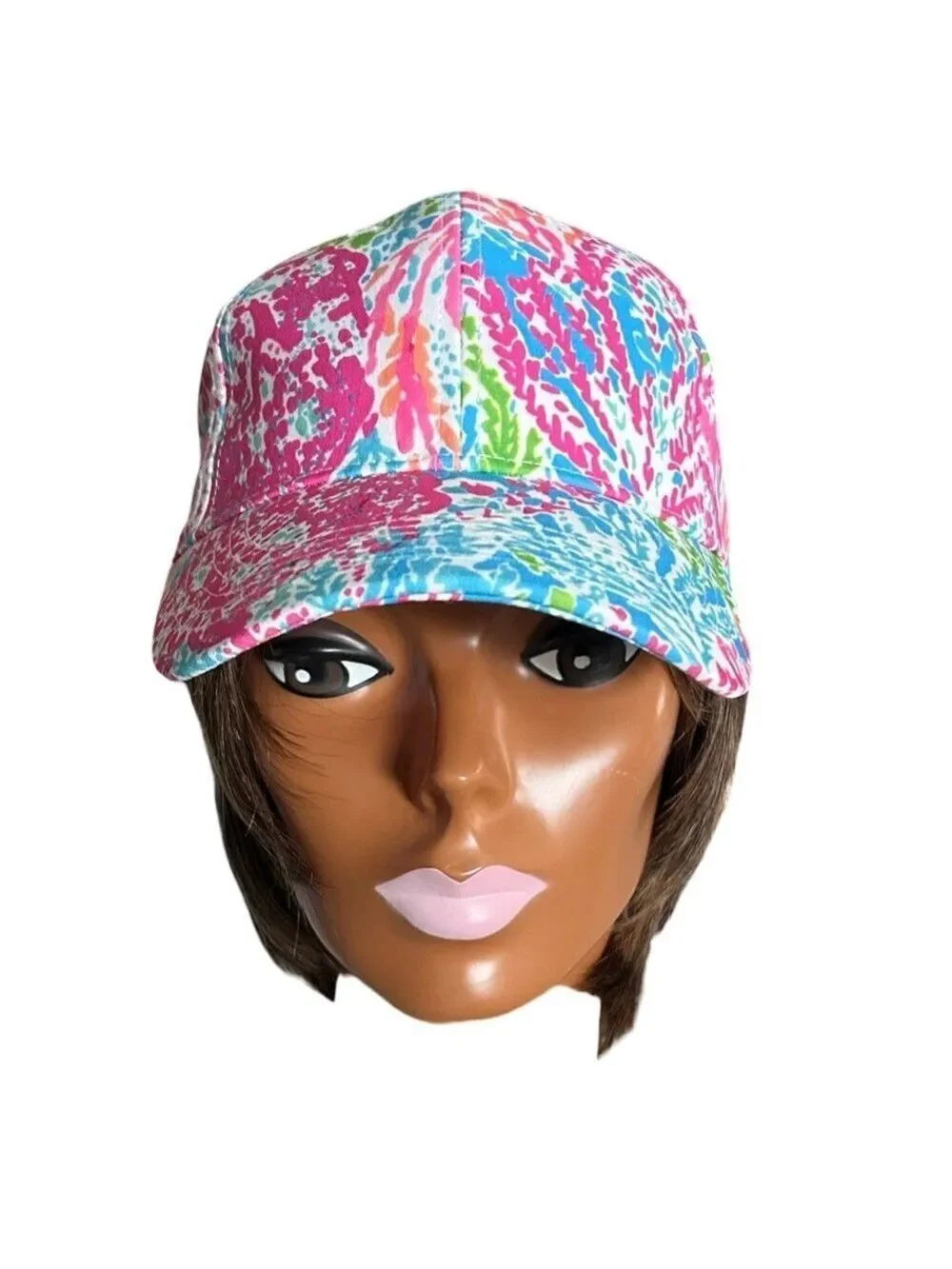 Tropical Print Baseball Cap in Pink, Blue and Green